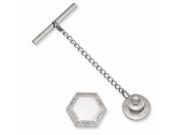 Rhodium Hexagon Engravable Tie Tack. Lovely Leatherrete Gift Box Included