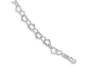 Sterling Silver 7.5in Hearts Bracelet