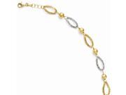 14k Two Tone Gold Rhodium Plated 7in Textured w .5in ext. Bracelet