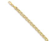 14k Yellow Gold 7in 4.5mm Hollow Double Link Charm Bracelet