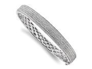 Sterling Silver Rhodium Plated 6.5in Synthetic CZ Embers Hinged Bangle Bracelet