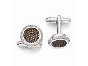 Sterling Silver Rhodium Plated Polished Synthetic CZ Embers Cuff Links