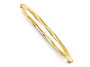14k 7in Yellow Gold Twisted Tube Hinged Oval Bangle