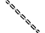Sterling Silver Rhodium Plated 7.5in Single Line White Synthetic CZ Double Line Black Synthetic CZ Bracelet