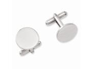 Rhodium Plated Engravable Stainless Steel Round Satin Cuff Links. Lovely Leatherrete Gift Box Included
