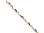 14k Yellow Gold Completed Fancy Diamond and Amethyst Bracelet Color H I Clarity SI2 I1