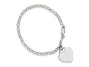 Sterling Silver 7in Engraveable Heart Charm Bracelet