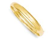 14k 7in Yellow Gold 42140 Hammered Fancy Hinged Bracelet Bangle