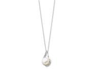 Sterling Silver Rhodium Plated Freshwater Cultured Pearl Synthetic CZ Forever Embrace 18in Necklace.