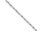 Sterling Silver Rhodium Plated Tanzanite and Diamond Bracelet Color H I Clarity SI2 I1