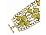 Brass tone Green Acrylic Beads 6in Toggle Bracelet