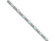 Sterling Silver Rhodium Plated 7inch Synthetic Opal Illusion Bracelet