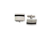 Stainless Steel Engravable Black Accent Cuff Links