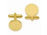 Stainless Steel 14K Gold Plated Engravable Round Polished Cuff Links