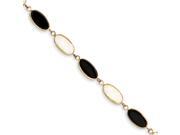 14k Yellow Gold Synthetic 8.5in Polished Fancy Simulated Onyx Imitation Opal Bracelet