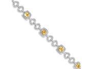 Sterling Silver Rhodium Plated Diamond Citrine Bracelet Color H I Clarity SI2 I1