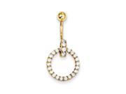 10k Yellow Gold w Synthetic CZ Huggy Circle Belly Dangle