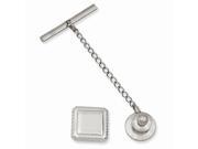 Rhodium Plated Engravable Stainless Steel 14K Gold Plated Square Tie Tack