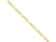 14k Yellow Gold 9in 7.5mm Flat Figaro Chain Bracelet