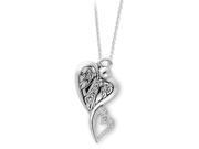 Sterling Silver Rhodium Plated Antiqued Angel of Protection 18in Synthetic CZ Necklace