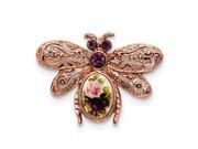 Rose tone Dark Purple Crystal Floral Decal Bee Pin