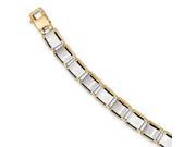 14k Two Tone White Yellow Gold 8.25in Brushed Polished Bracelet