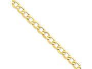 14k Yellow Gold 8in 7.0mm Lightweight Curb Link Chain Bracelet