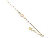 14k Three Tone Gold 9in Adjustable Puffed Heart Anklet w 1inch extender