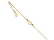 14k Yellow Gold 9in Adjustable Heart Anklet