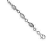 Sterling Silver 7in Brushed Oval Hollow Bead Bracelet