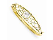 14k 6.5in Yellow Gold and Rhodium Plated D C Bangle