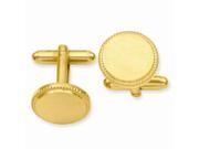 Stainless Steel 14K Gold Plated Engravable Florentined Round Beaded Cuff Links