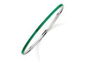 Sterling Silver 7.5in Rhodium plated Stackable Expressions Green Enamel Bangle Bracelet