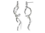 14k White Gold Polished Twisted Post Dangle Earrings 1.7IN x 0.5IN