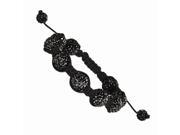 12mm Black Crystal Beads Black Cord Bracelet