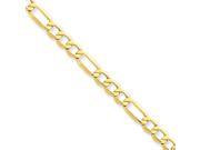 14k Yellow Gold 8in 5.35mm Solid Lightweight Figaro Chain Bracelet