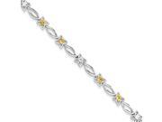 Sterling Silver Rhodium Plated Citrine Diamond Bracelet Color H I Clarity SI2 I1