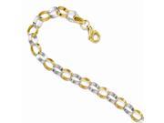 14k Two Tone Gold Rhodium Plated 7in Polished Bracelet