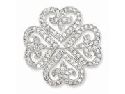 Rhodium plated Synthetic CZ Clover Pin. Lovely Leatherrete Gift Box Included