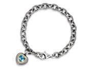 Sterling SIlver 14k Yellow Gold Plated Swiss Blue Topaz 7.5in Heart Vintage Style Bracelet 6.43ct
