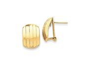 14k Yellow Gold Polished Ribbed Omega Back Post Earrings 0.6IN x 0.4IN