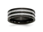 Titanium 8mm Engravable Black IP plated with Carbon Fiber Inlay Polished Band