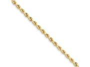 14k Yellow Gold 7in 3mm D C Rope with Lobster Clasp Chain Bracelet