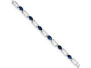 14k White Gold Completed Open Link Sapphire Bracelet Color H I Clarity SI2 I1