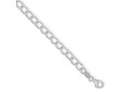 Sterling Silver 8in 5.3mm Half round Wire Men s Curb Chain Bracelet
