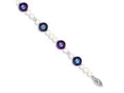 14K White Gold 7.5in Freshwater Cultured Pearl Peacock Pearl w Mirror Bead Bracelet