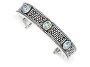 Sterling SIlver 14k Yellow Gold Plated 4.8 Sky Blue Topaz Cuff Vintage Style Bracelet 4.8ct