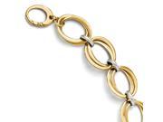 14k Two Tone Gold Rhodium Plated 7.5in Polished Circle Link Bracelet