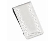Rhodium Plated Stainless Steel with Engraveable Area Florentined Money Clip