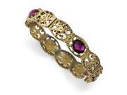 Brass tone Purple Faceted Crystal Stretch Bracelet